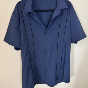COOFANDY Blue Resort Style Button Up Shirt XXL